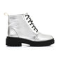 Silver Stylish Zip-up Ankle Boot with Lace-up