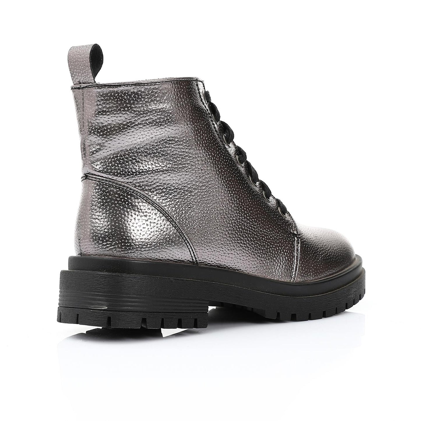 Dark Gray Zip-up Ankle Boot with Lace-up