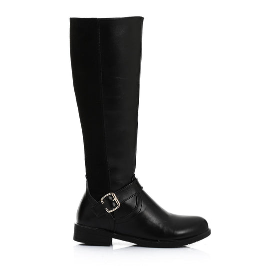 Black Half & Half Knee High Boot