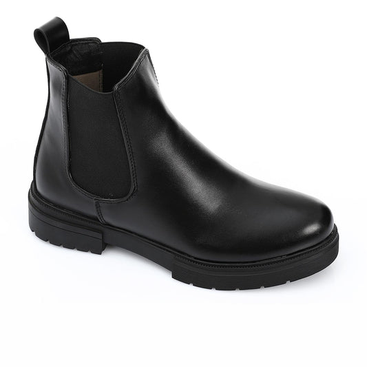 Black Leather Chelsea Ankle Boot