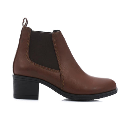 Brown Pull-on Leather Ankle Boot