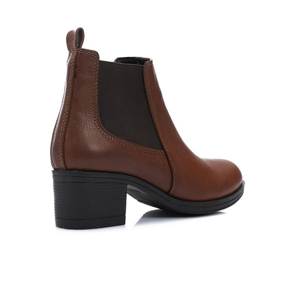 Brown Pull-on Leather Ankle Boot