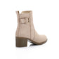 Beige Side Buckle Ankle Boot