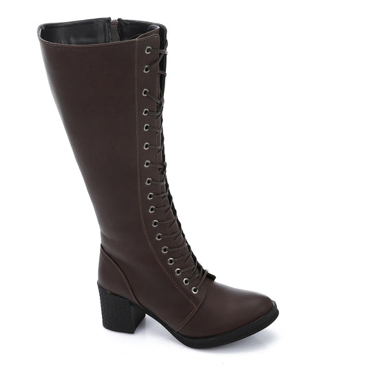 Dark Brown Heeled Knee High Boot