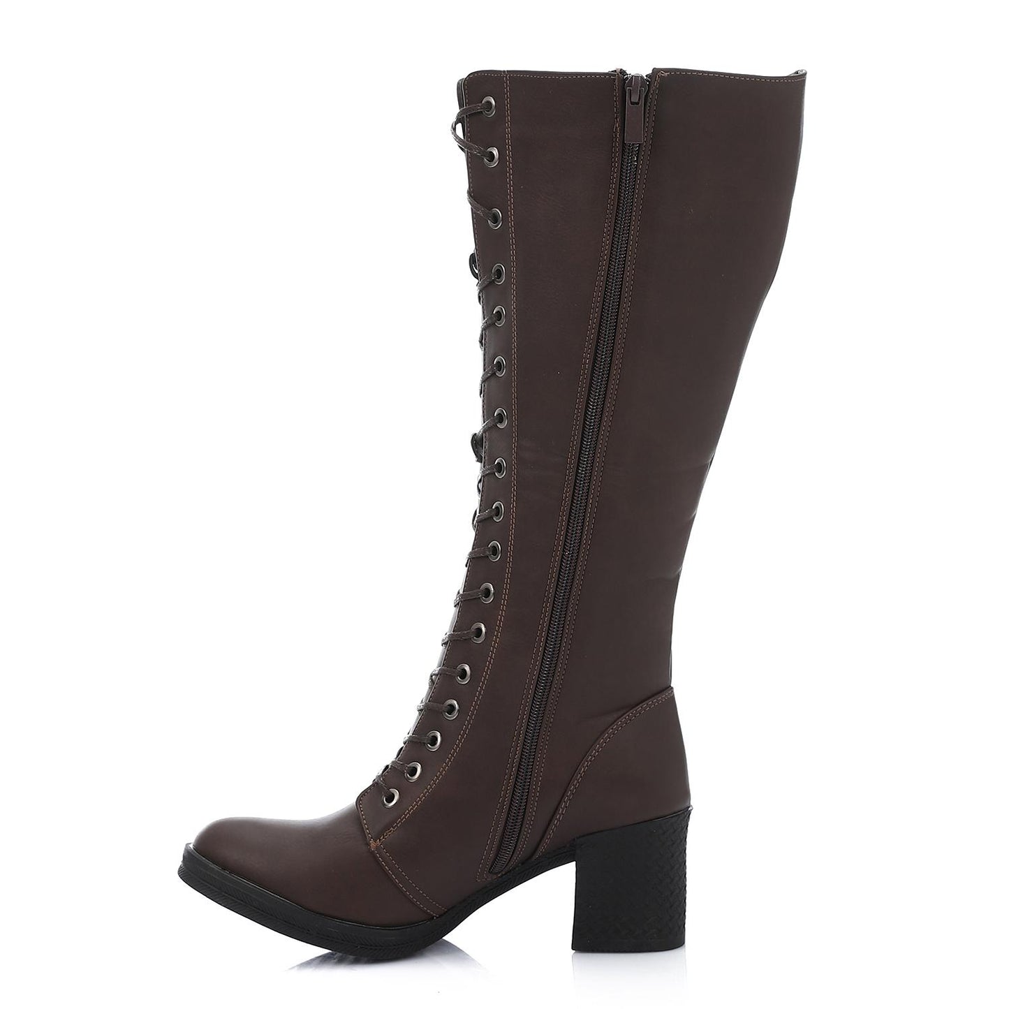 Dark Brown Heeled Knee High Boot
