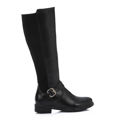 Black Back Suede Knee High Boot