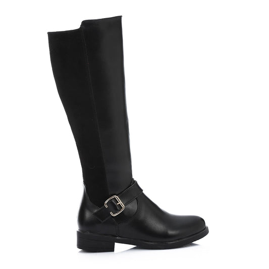 Black Back Suede Knee High Boot