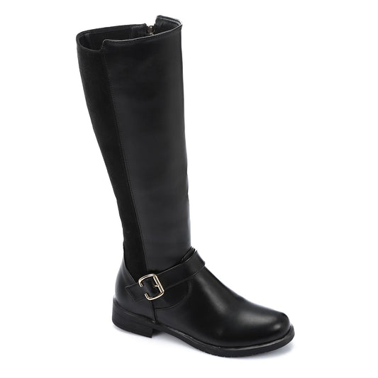 Black Back Suede Knee High Boot