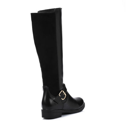 Black Back Suede Knee High Boot