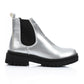 Silver Shiny Leather Ankle Boot