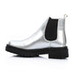 Silver Shiny Leather Ankle Boot