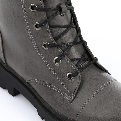 Gray Plain Half Boot with Side Zipper