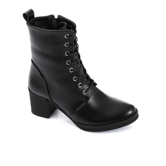 Black Chunky Heels Ankle Boot