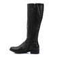 Black Side Zipper Knee High Boot