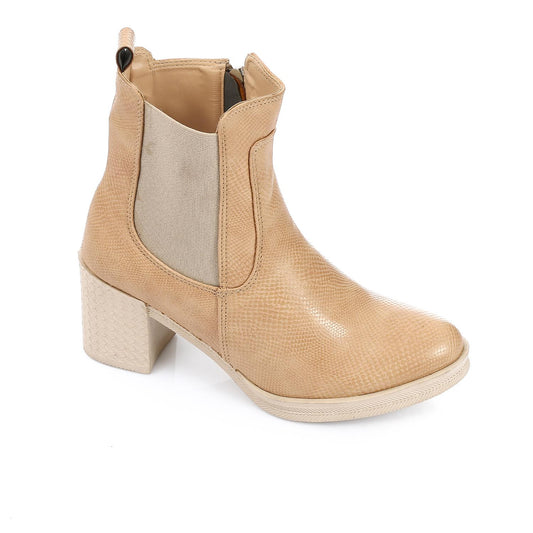 Textured Leather Heeled Ankle Boot