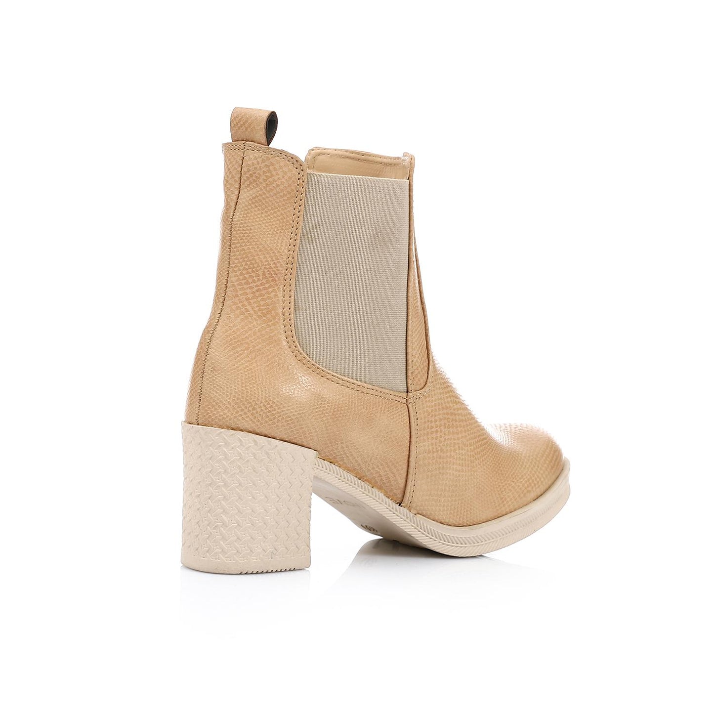 Textured Leather Heeled Ankle Boot