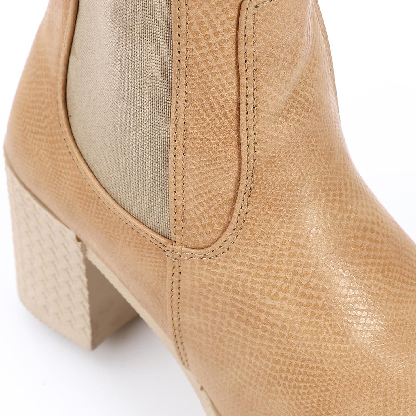 Textured Leather Heeled Ankle Boot