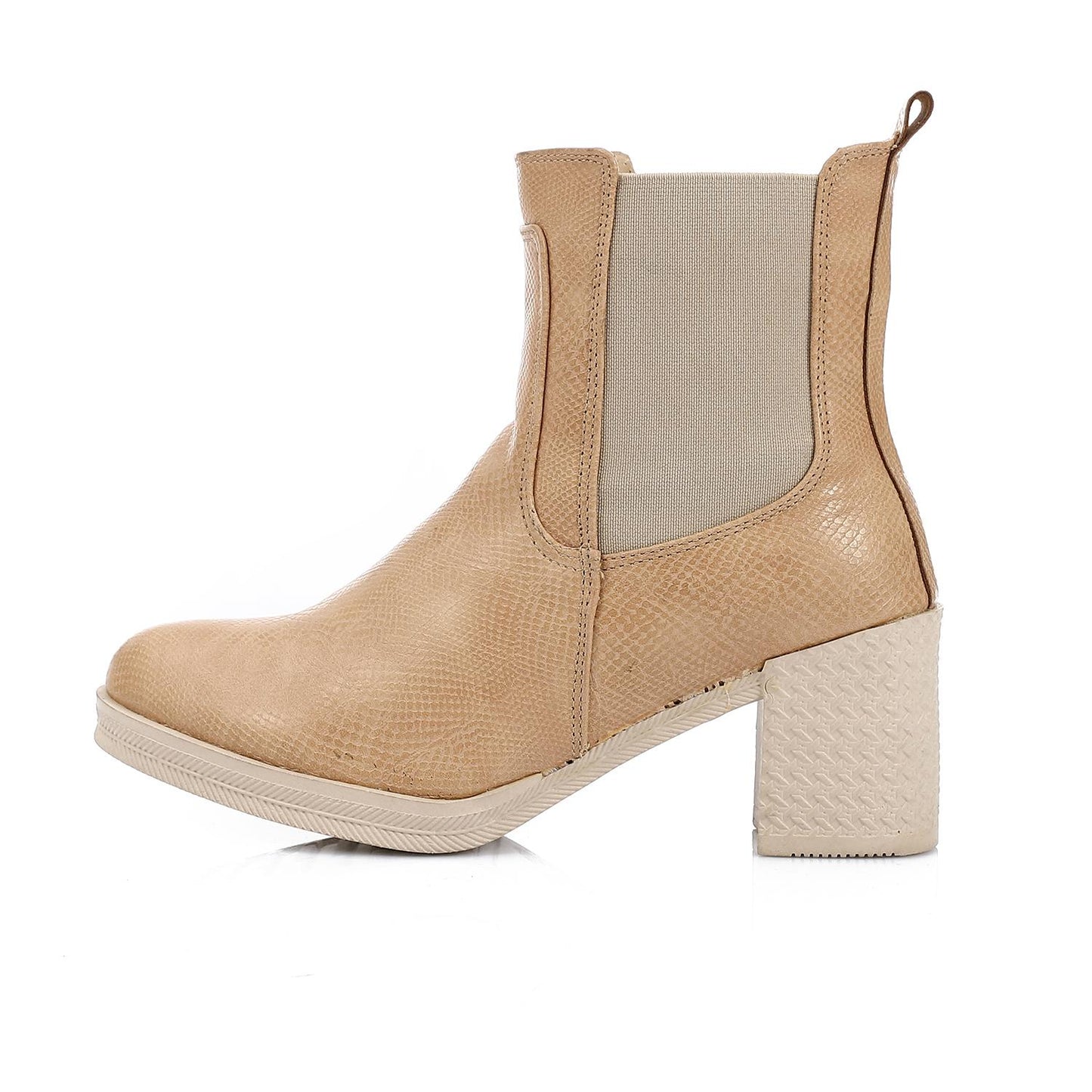 Pull-on Textured Leather Ankle Boot