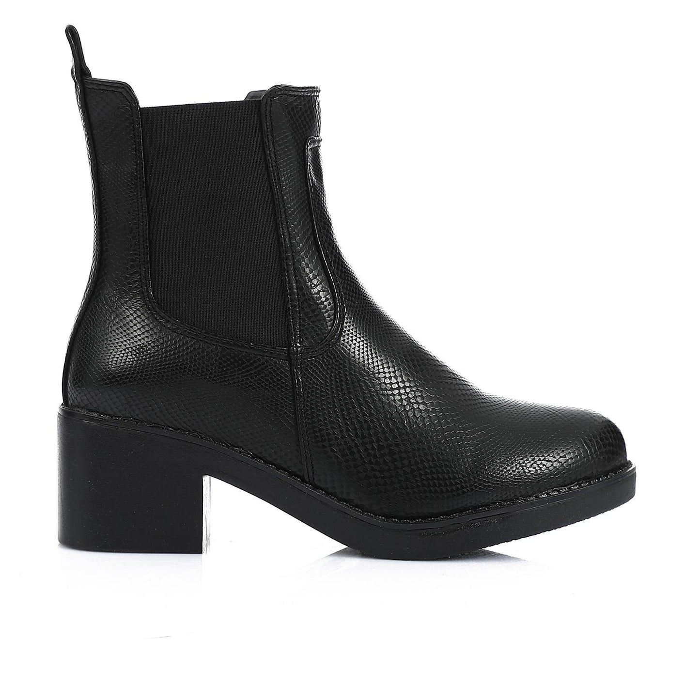 Pull-on Textured Leather Ankle Boot