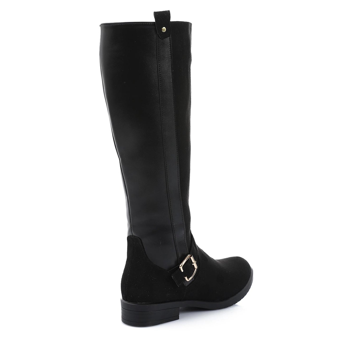 Suede Knee High Boot with Back Leather