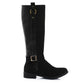 Suede Decorative Buckle Knee High Boot