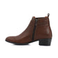 Brown Solid Leather Ankle Boot