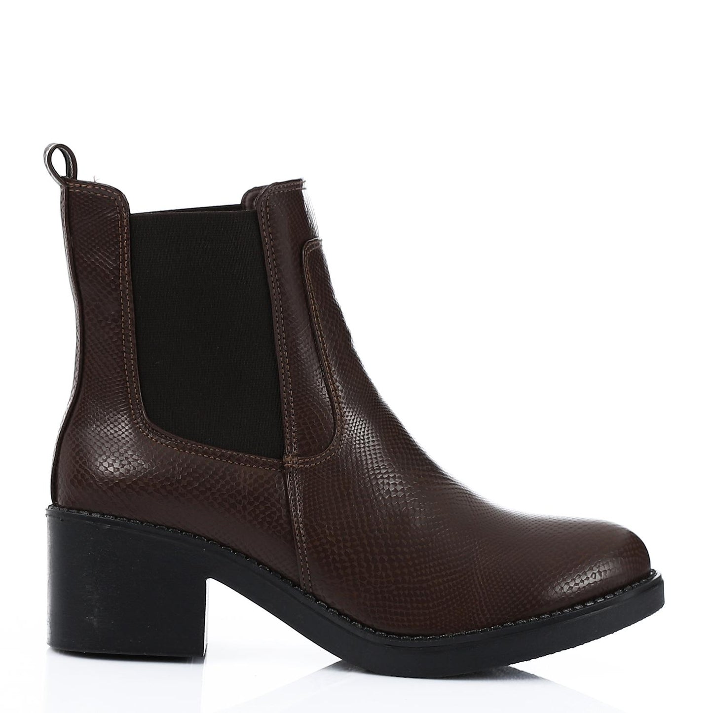 Pull-on Textured Leather Ankle Boot