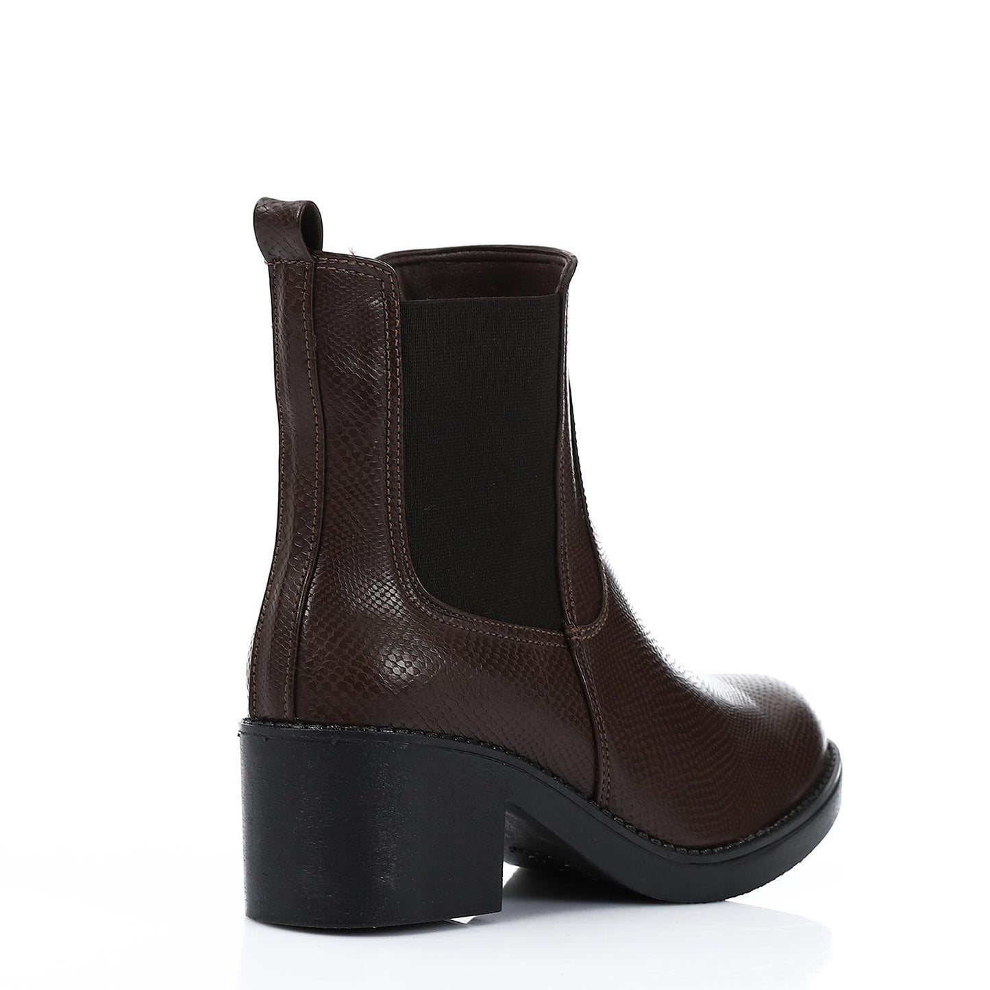 Pull-on Textured Leather Ankle Boot