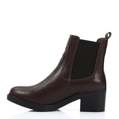 Pull-on Textured Leather Ankle Boot