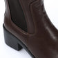 Pull-on Textured Leather Ankle Boot