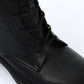 Black Lace-up Half Boot with Side Zipper