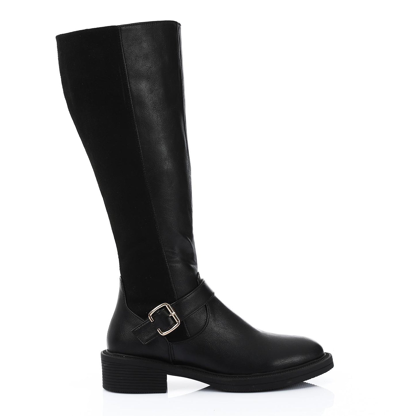 Black Back Suede Knee High Leather Boot