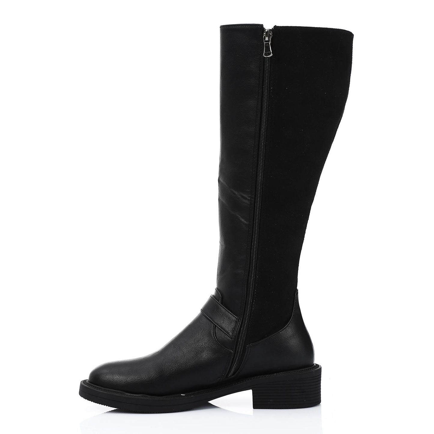 Black Back Suede Knee High Leather Boot