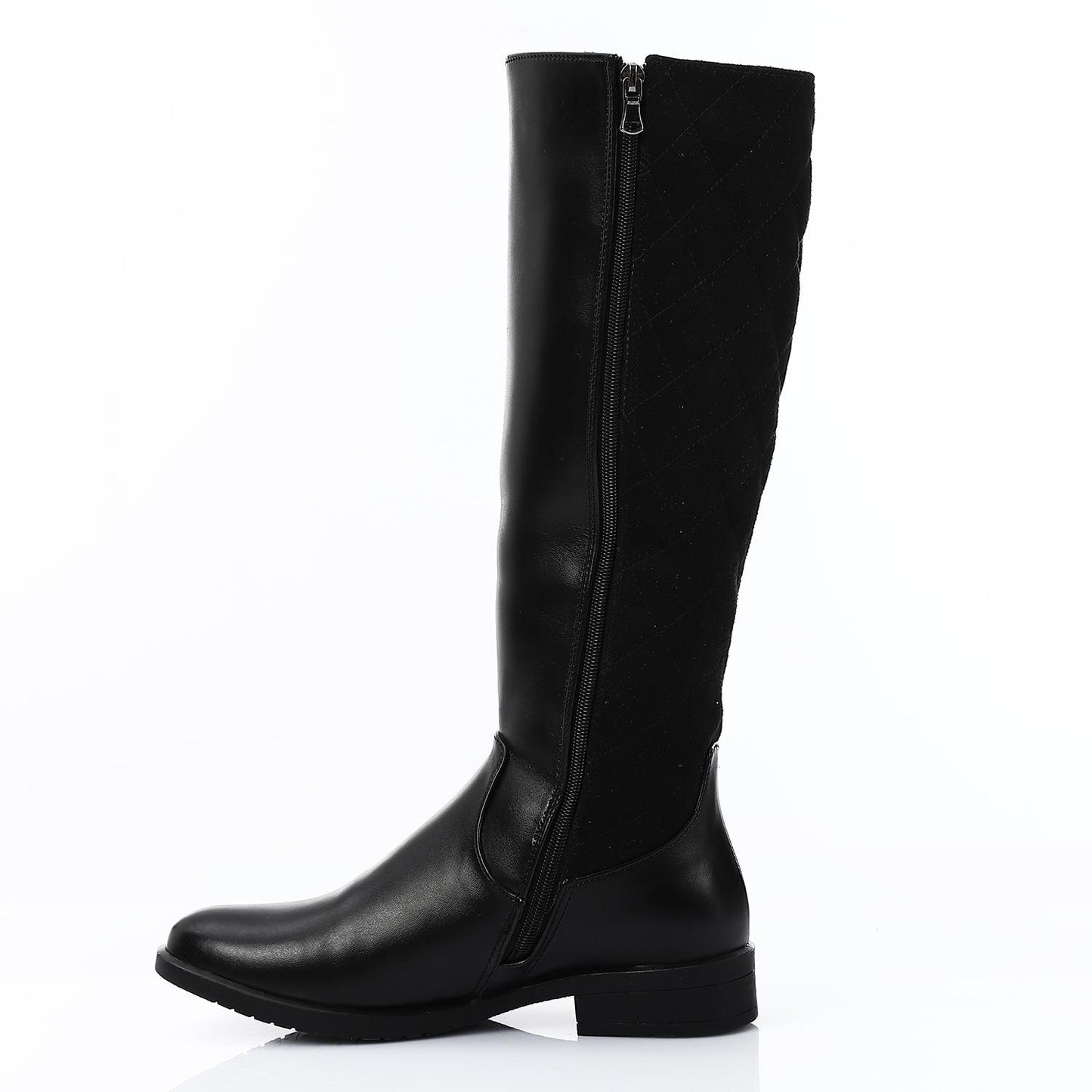 Black Full Zip Knee High Boot