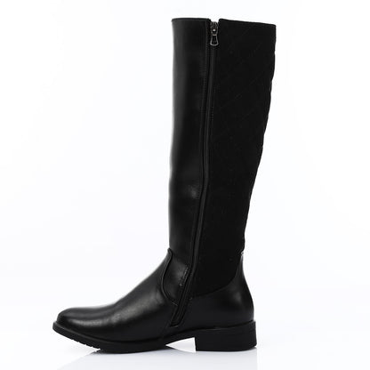 Black Full Zip Knee High Boot