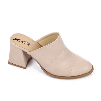 Beige Classic Heeled Mules