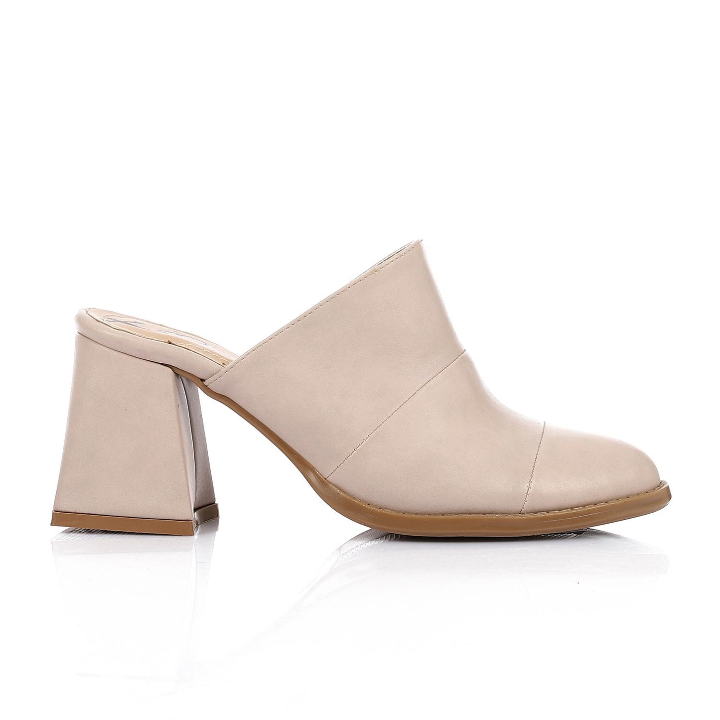 Beige Classic Heeled Mules