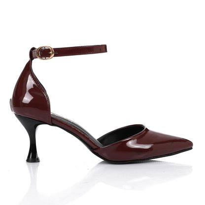 Burgundy Elegant Verneh Leather Pump Shoes