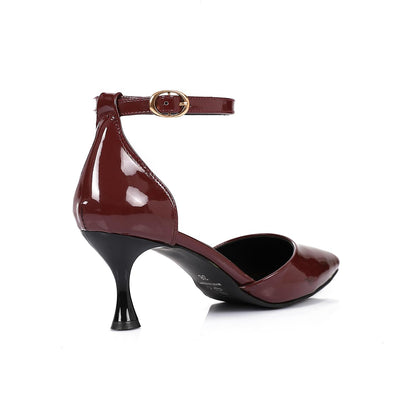 Burgundy Elegant Verneh Leather Pump Shoes