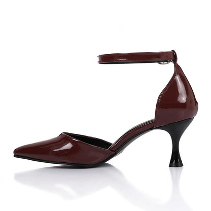 Burgundy Elegant Verneh Leather Pump Shoes