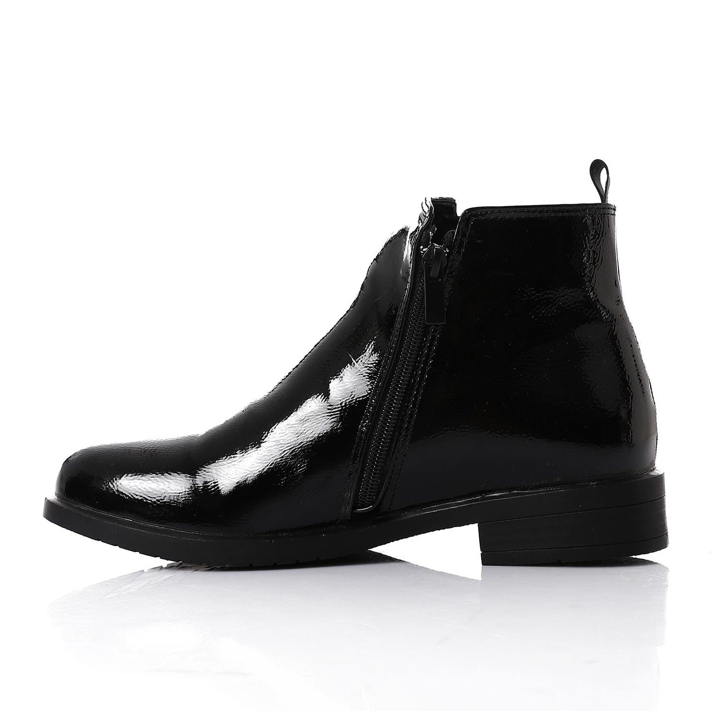 Shiny Leather Ankle Boot