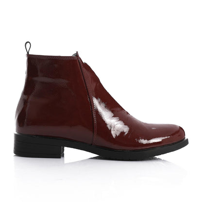 Shiny Leather Ankle Boot