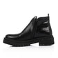 Black Side Elastic Leather Ankle Boot