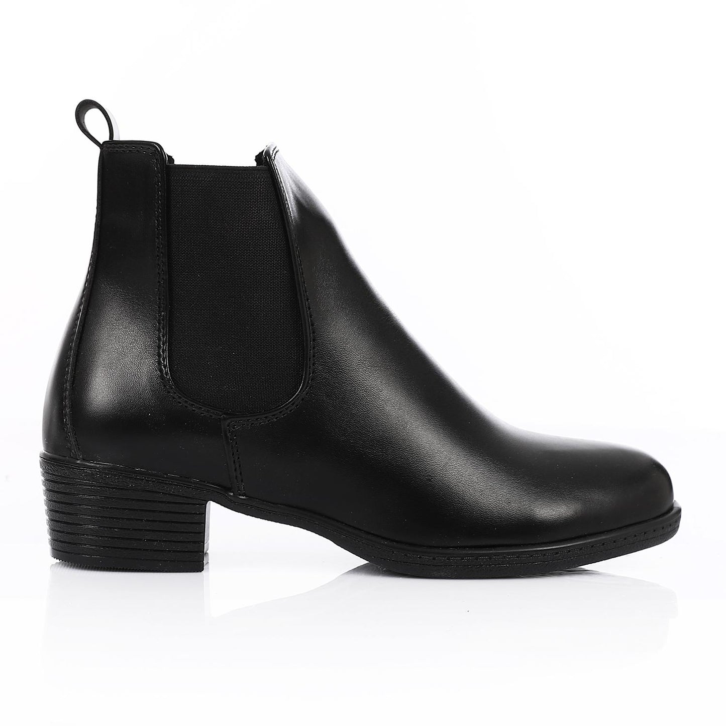 Black Side Elastic Plain Ankle Boot