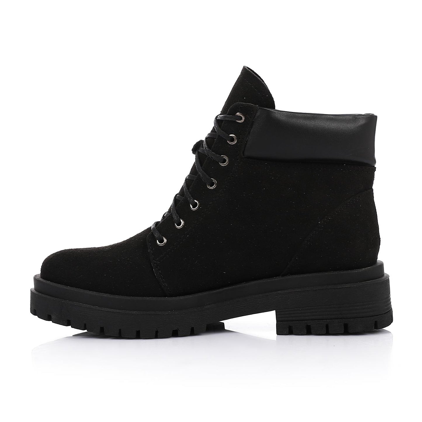 Black Suede Lace-up Ankle Boot