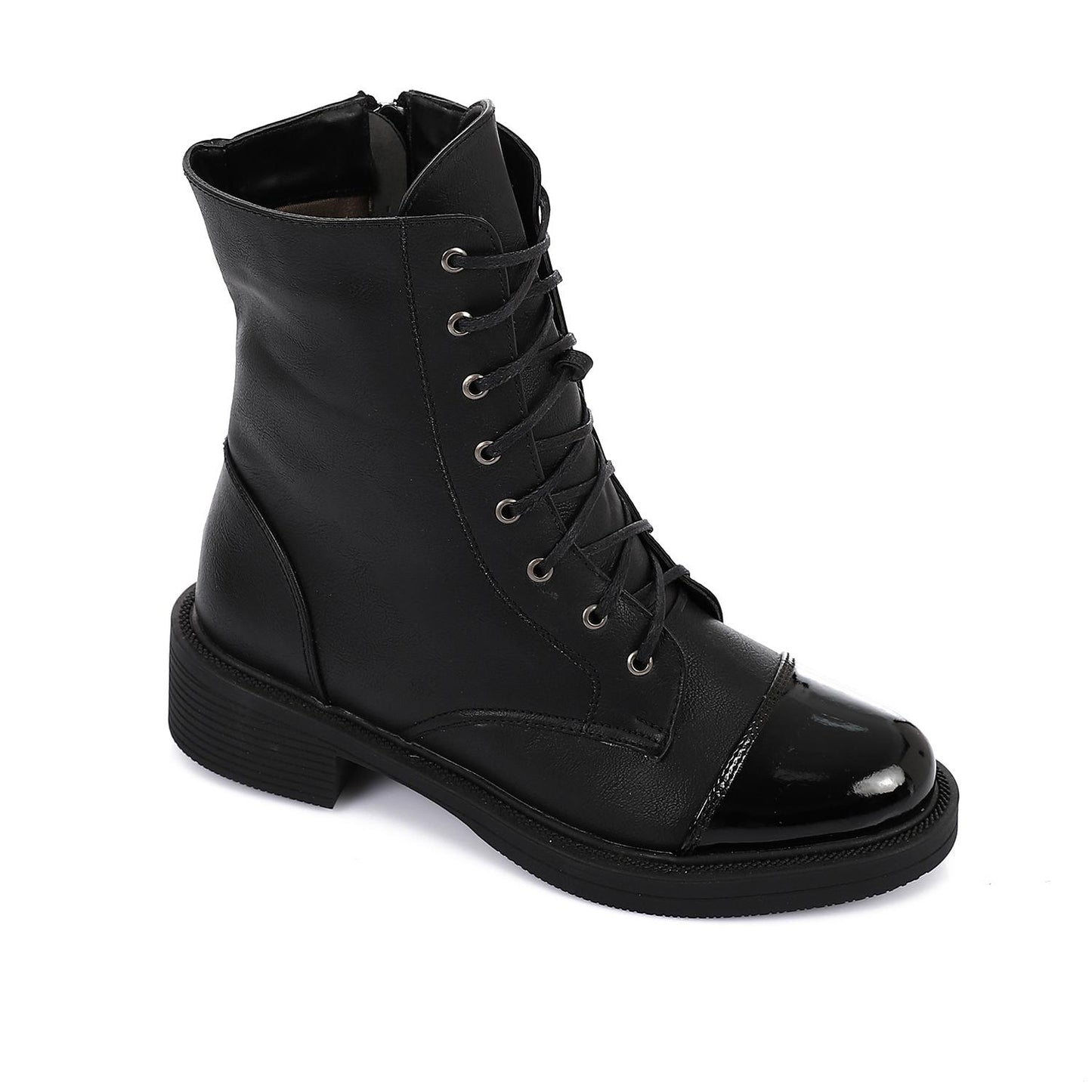 Black Side Full Zipper Half Boot