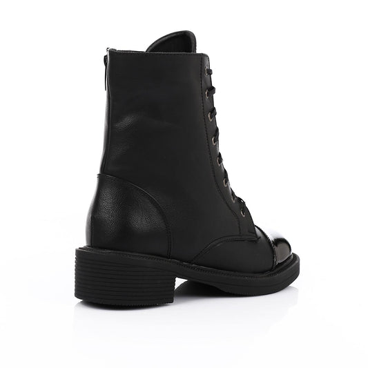 Black Side Full Zipper Half Boot