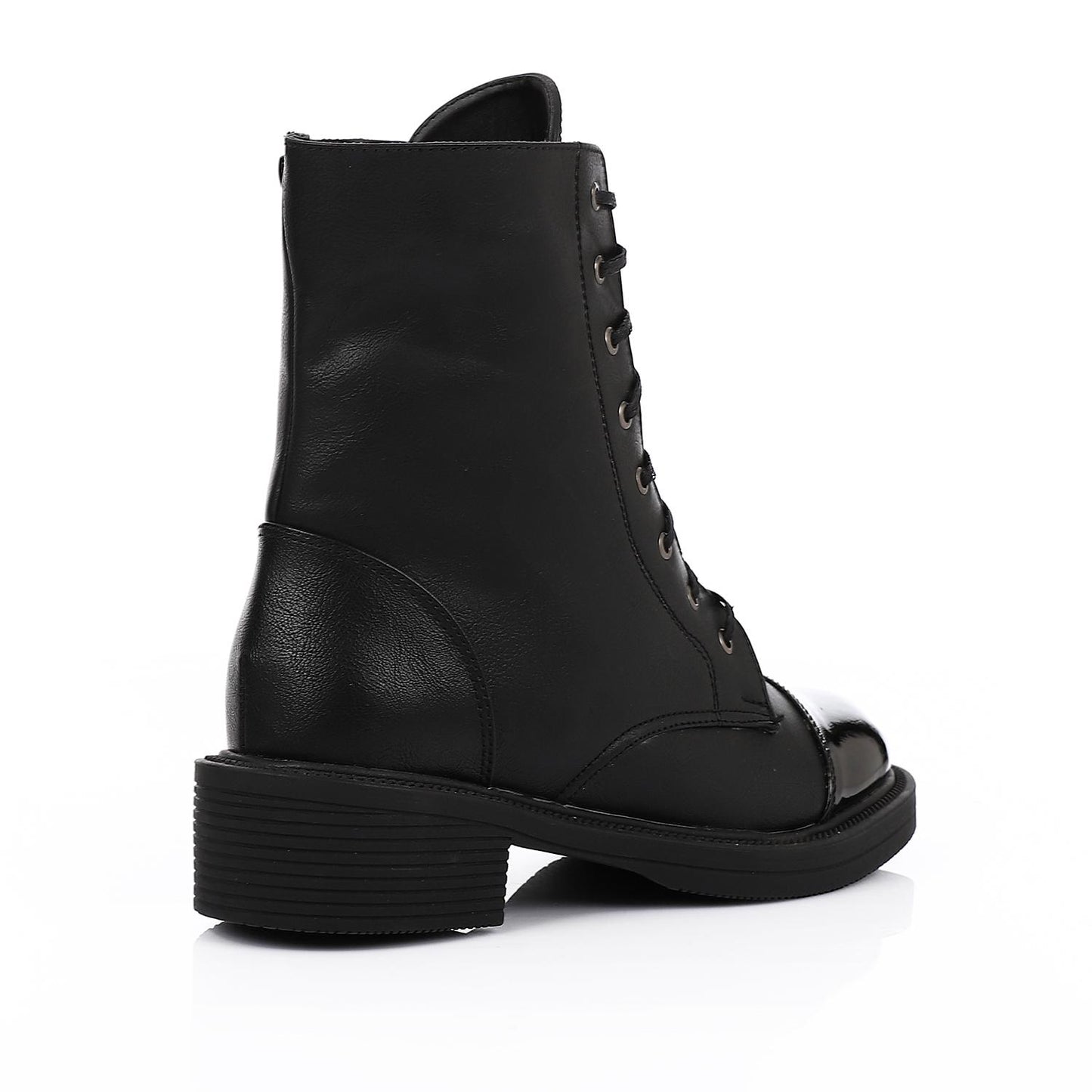 Black Side Full Zipper Half Boot