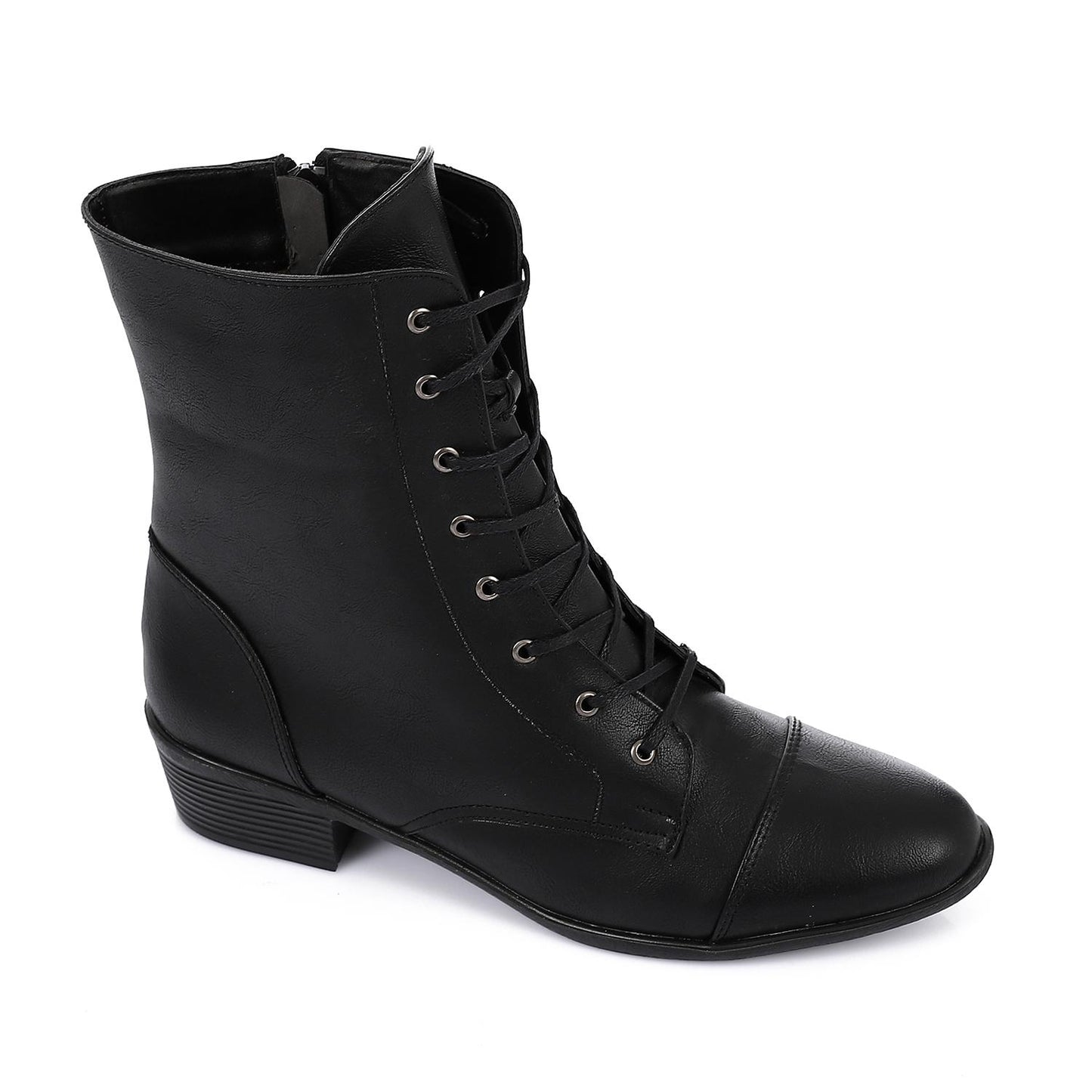 Black Casual Half Boot with Zipper