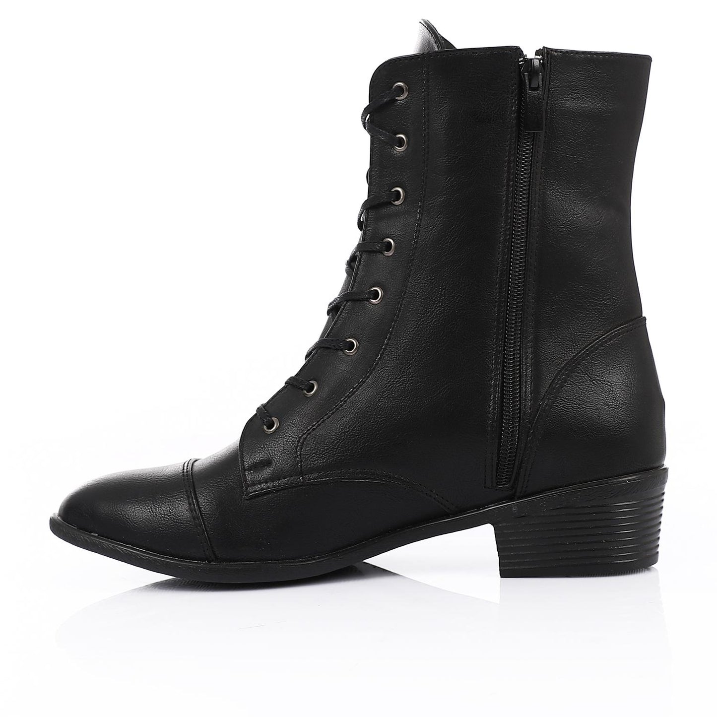 Black Casual Half Boot with Zipper